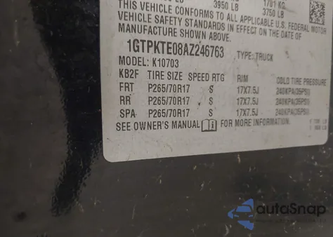2010 GMC Sierra K1500 from USA, damaged, VIN 1GTPKTE08AZ246763